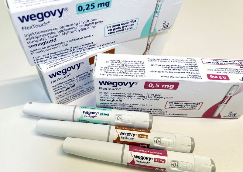 &copy; Reuters. FILE PHOTO: Injection pens and boxes of Novo Nordisk's weight-loss drug Wegovy are shown in this photo illustration in Oslo, Norway, November 21, 2023. REUTERS/Victoria Klesty/Illustration/File Photo