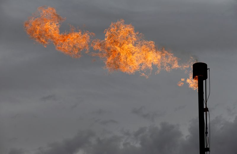 &copy; Reuters. FILE PHOTO: A flare burns off excess gas from a gas plant in the Permian Basin in Loving County, Texas, U.S., November 25, 2019.REUTERS/Angus Mordant/File Photo