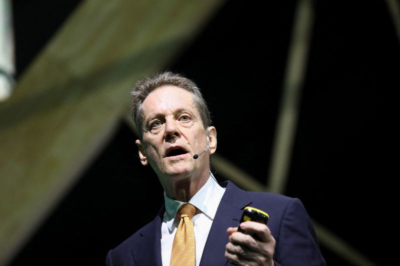 &copy; Reuters. Robert Friedland, founder and co-chair of Ivanhoe Mines, speaks at the Investing in African Mining Indaba 2023 conference in Cape Town, South Africa, February 8, 2023. REUTERS/Shelley Christians