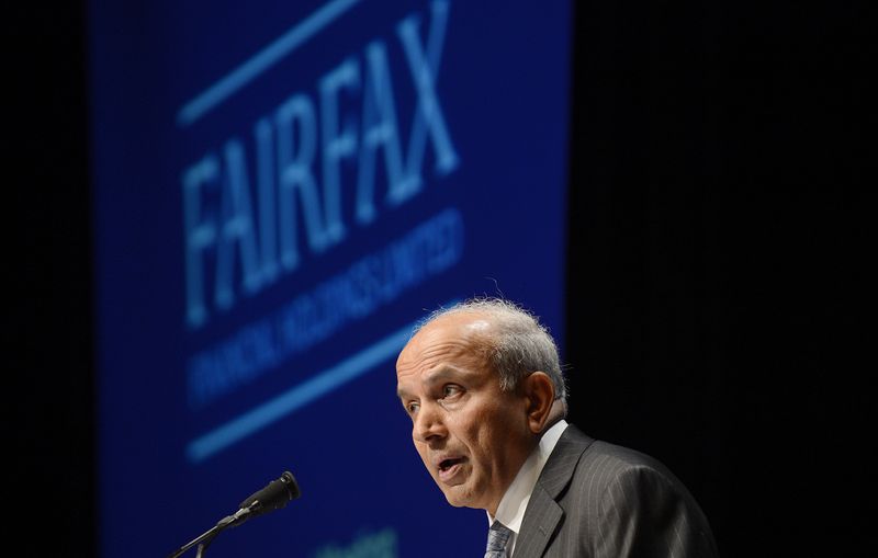 © Reuters. FILE PHOTO: Fairfax Financial Holdings Ltd. Chairman and Chief Executive Officer Prem Watsa speaks during the company's annual meeting in Toronto April 11, 2013. REUTERS/Aaron Harris/File Photo