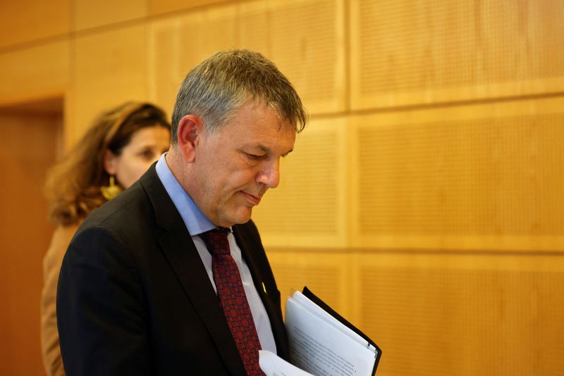 &copy; Reuters. Philippe Lazzarini, head of the U.N. Palestinian refugee agency UNRWA, walks to attend a news conference during an informal EU Development Ministers Council, in Brussels, Belgium February 12, 2024. REUTERS/Johanna Geron