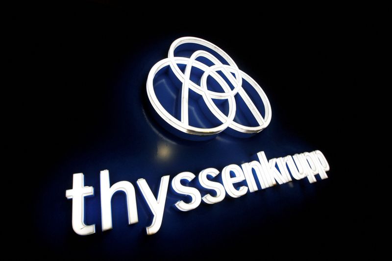 &copy; Reuters. FILE PHOTO: FILE PHOTO: Thyssenkrupp's logo is seen outside the elevator test tower in Rottweil, Germany, January 21, 2020.  REUTERS/Michaela Rehle/File Photo/File Photo