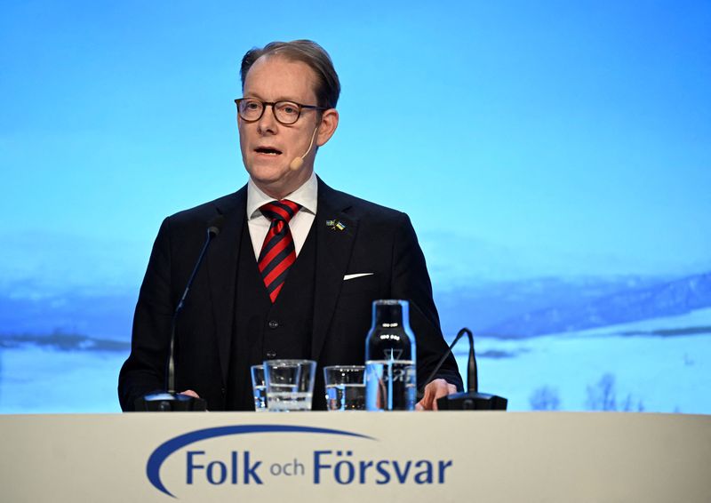 &copy; Reuters. وزير الخارجية السويدي توبياس بيلستروم يتحدث خلال مؤتمر في سالان بالسويد بتاريخ السابع من يناير كانون الثاني 2024 في صورة لرويترز من وكالة تي 
