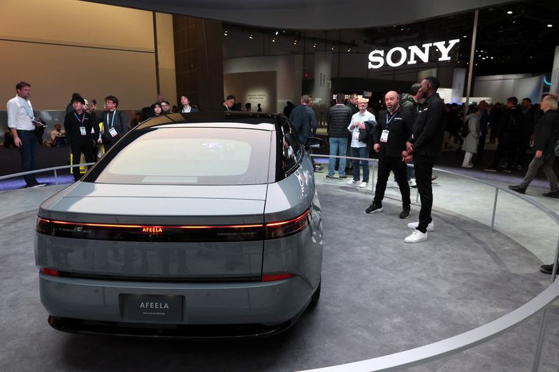 &copy; Reuters. FILE PHOTO: An Afeela EV, a Sony-Honda Mobility concept car, is displayed at CES 2024, an annual consumer electronics trade show, in Las Vegas, Nevada, U.S. January 9, 2024. REUTERS/Steve Marcus/File Photo