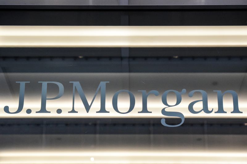 &copy; Reuters. FILE PHOTO: A J.P. Morgan logo is seen in New York City, U.S. January 10, 2017. REUTERS/Stephanie Keith/File Photo