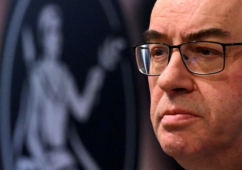 &copy; Reuters. FILE PHOTO: Bank of England Governor Andrew Bailey attends the central bank's Monetary Policy Report press conference at the Bank of England, in London, Britain, on February 1, 2024. JUSTIN TALLIS/Pool via REUTERS/File Photo