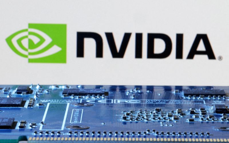 © Reuters. FILE PHOTO: NVIDIA logo is seen near computer motherboard in this illustration taken January 8, 2024. REUTERS/Dado Ruvic/Illustration/File Photo