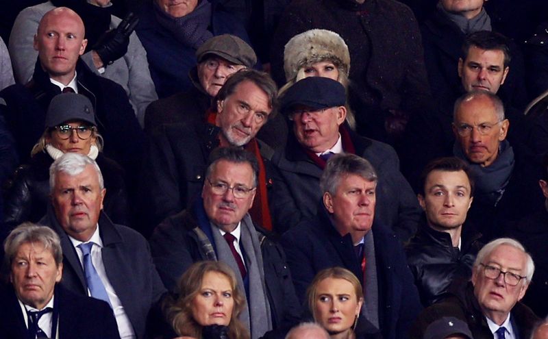 &copy; Reuters. FILE PHOTO: Soccer Football - Premier League - Manchester United v Tottenham Hotspur - Old Trafford, Manchester, Britain - January 14, 2024 Manchester United co owner Jim Ratcliffe and former manager Alex Ferguson in the stands REUTERS/Carl Recine/File Ph