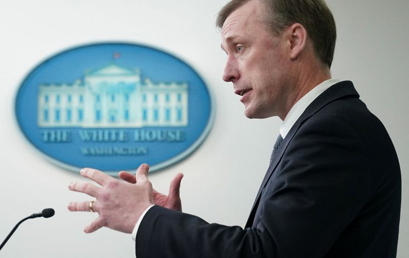 &copy; Reuters. مستشار الأمن القومي الأمريكي بالبيت الأبيض جيك سوليفان خلال إفادة صحفية بالبيت الأبيض في واشنطن يوم الأربعاء. تصوير: كيفن لامارك - رويترز.