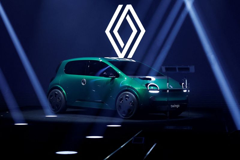 &copy; Reuters. Renault expose sa voiture électrique Twingo à Paris, en France. /Photo prise le 15 novembre 2023/REUTERS/Gonzalo Fuentes