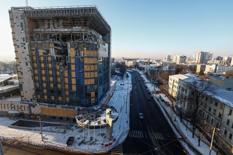 &copy; Reuters. A view shows Kharkiv Palace Hotel, damaged during one of the latest Russian missile strikes, amid Russia's attack on Ukraine, in Kharkiv, Ukraine January 13, 2024. REUTERS/Valentyn Ogirenko/File Photo