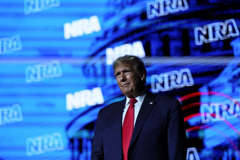 &copy; Reuters. Former U.S. President and Republican presidential candidate Donald Trump attends the National Rifle Association (NRA) Presidential Forum at the Pennsylvania Farm Show Complex & Expo Center, in Harrisburg, Pennsylvania, U.S., February 9, 2024. REUTERS/Leah