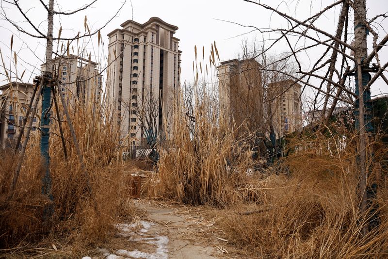 &copy; Reuters. FILE PHOTO: A view of an unfinished residential compound developed by China Evergrande Group in the outskirts of Shijiazhuang, Hebei province, China February 1, 2024. REUTERS/Tingshu Wang/File Photo