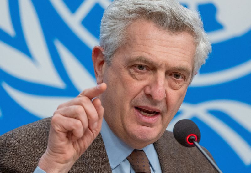 &copy; Reuters. فيليبو جراندي المفوض السامي للأمم المتحدة لشؤون اللاجئين يتحدث خلال إفادة صحفية في مقر الأمم المتحدة في جنيف بسويسرا بتاريخ السابع من فبرا
