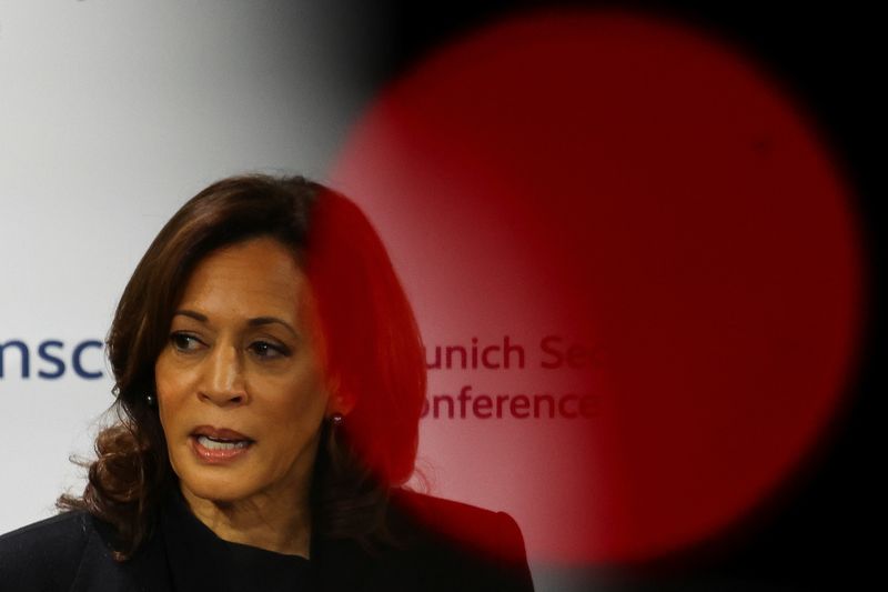 &copy; Reuters. U.S. Vice President Kamala Harris speaks during the Munich Security Conference (MSC) in Munich, Germany February 16, 2024. REUTERS/Kai Pfaffenbach/Pool