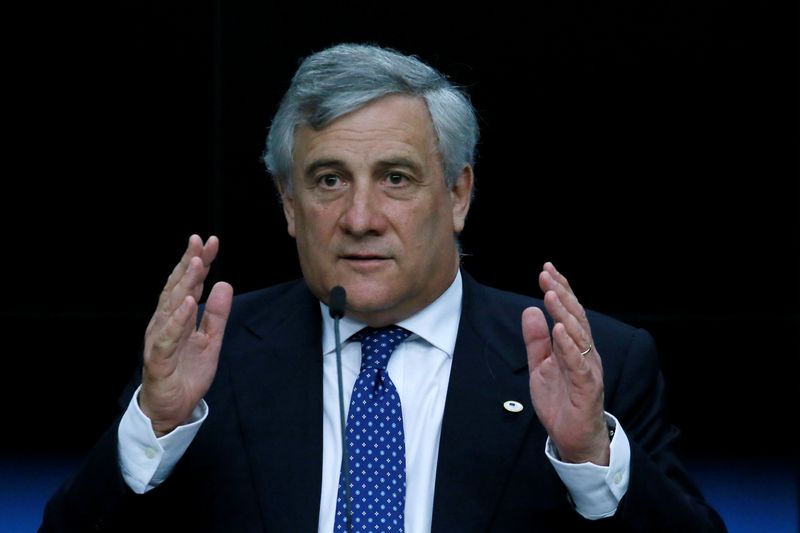 &copy; Reuters. Antonio Tajani s'exprime lors du sommet de l'UE à Bruxelles, en Belgique. /Photo d'archive/REUTERS/Gonzalo Fuentes