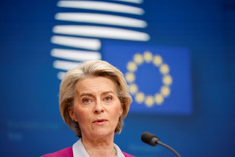 &copy; Reuters. La Presidente della Commissione europea Ursula von der Leyen durante una conferenza stampa a Bruxelles, 1 febbraio 2024. REUTERS/Johanna Geron
