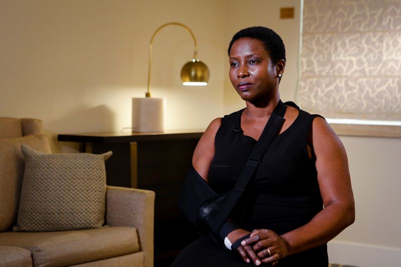 &copy; Reuters. FILE PHOTO: Haiti's former first lady Martine Moise speaks during an interview with Reuters on her husband's assassination in an undisclosed location, August 30, 2021.   Picture taken August 30, 2021. REUTERS/Eva Marie Uzcategui/File Photo