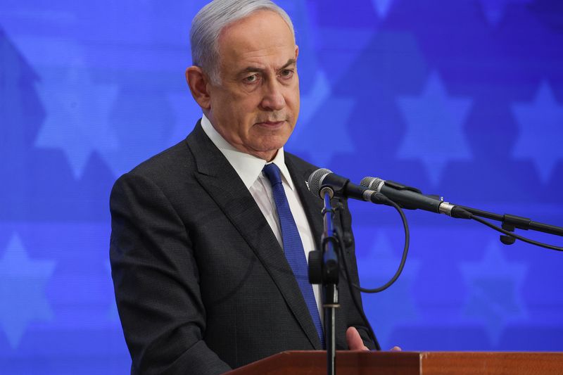 &copy; Reuters. رئيس الوزراء الإسرائيلي بنيامين نتنياهو يتحدث في مؤتمر في القدس في يوم 18 فبراير شباط 2024 . تصوير : رونين زفولون - رويترز .   
