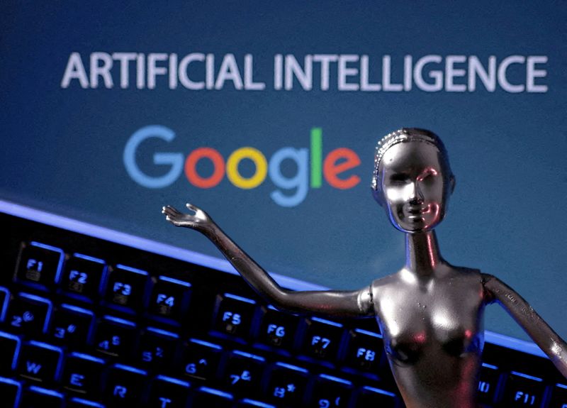 © Reuters. FILE PHOTO: Google logo and AI Artificial Intelligence words are seen in this illustration taken, May 4, 2023. REUTERS/Dado Ruvic/Illustration/File Photo