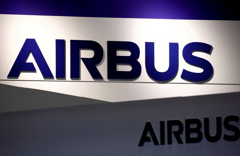 &copy; Reuters. FILE PHOTO: Logos of Airbus are seen at the Milipol Paris, the worldwide exhibition dedicated to homeland security and safety, in Villepinte near Paris, France, November 15, 2023. REUTERS/Sarah Meyssonnier/File Photo