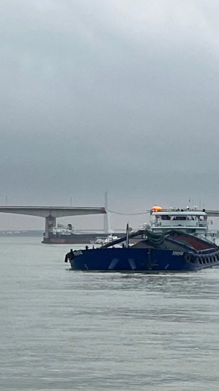 &copy; Reuters. A barge collides with a bridge over a river near Guangzhou, Guangdong, China, February 22, 2024, in this screengrab obtained from a social media video. Video Obtained By Reuters/via REUTERS