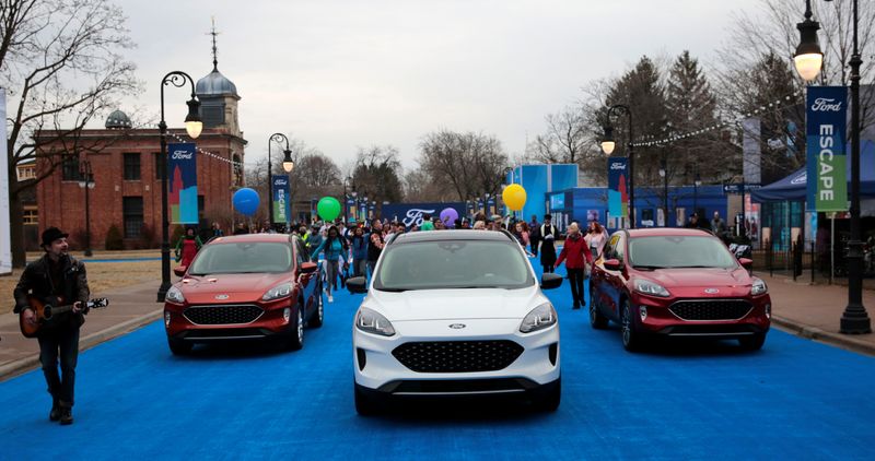 &copy; Reuters. Ford Motor Co. unveils the new 2020 Escape SUV during a celebration at Greenfield Village in Dearborn, Michigan, U.S., March 28, 2019. Picture taken March 28, 2019.   REUTERS/Rebecca Cook/File Photo