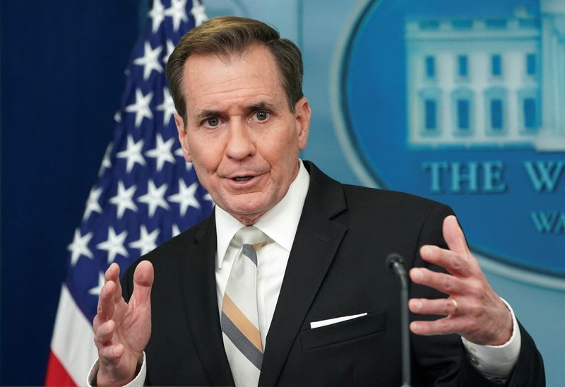 &copy; Reuters. U.S. White House national security spokesperson John Kirby answers a question during a press briefing at the White House in Washington, U.S., February 8, 2024. REUTERS/Kevin Lamarque/File Photo