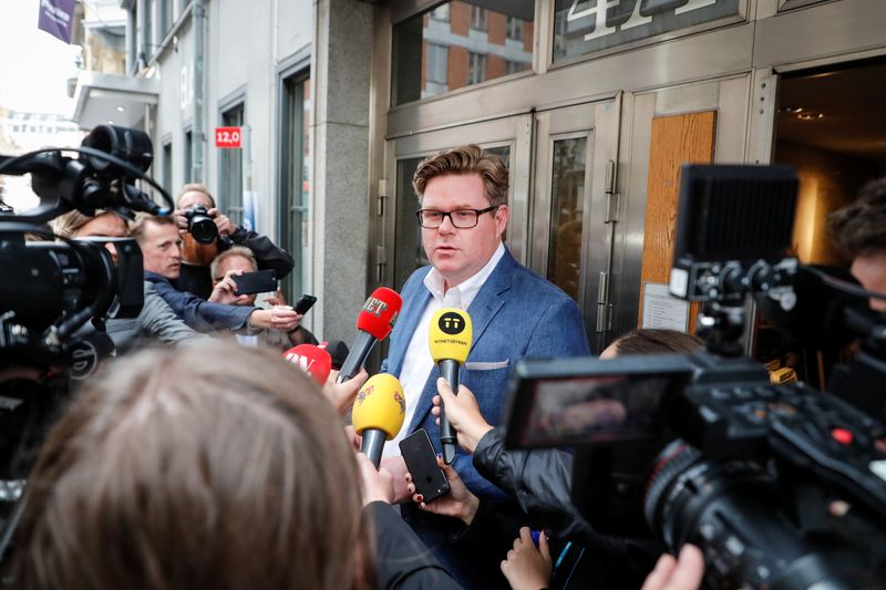 &copy; Reuters. وزير العدل السويدي جونار سترومر خلال مؤتمر صحفي في ستوكهولم بصورة من أرشيف رويترز. (يحظر استخدام الصورة داخل السويد. يحظر بيع الصورة للأغراض