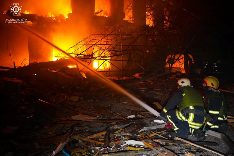 &copy; Reuters. Ataque com drone em Odessa
 23/2/2024   Divulgação via REUTERS