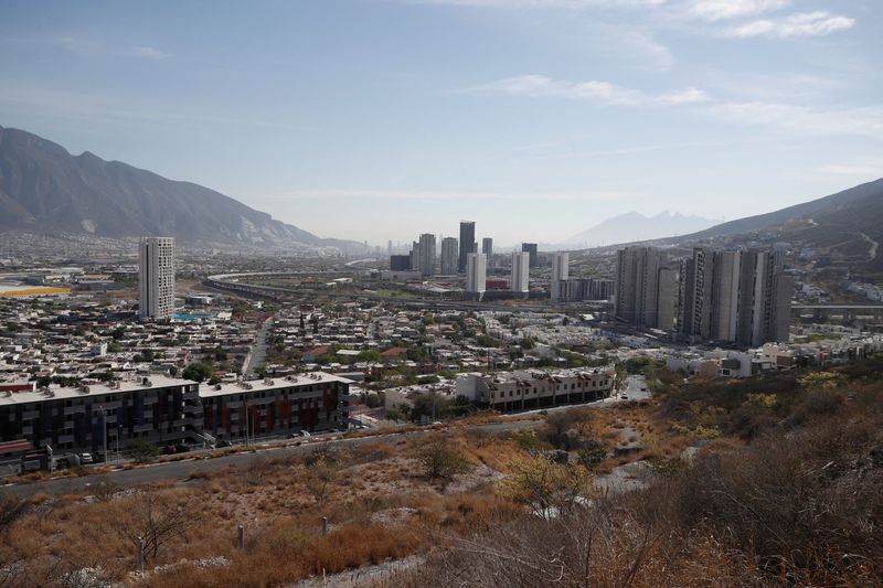 &copy; Reuters. FILE PHOTO: A view shows the urban area of the municipality of Santa Catarina near the land where Tesla has indicated it could build a new gigafactory, in Santa Catarina, on the outskirts of Monterrey, Mexico February 28, 2023. REUTERS/Daniel Becerril/Fil