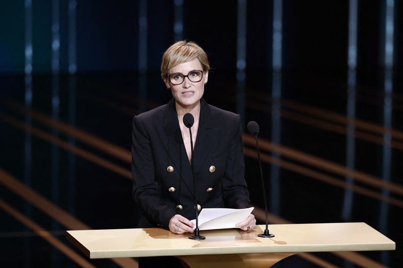 &copy; Reuters. L'actrice Judith Godrèche donnant un discours lors de la 49e cérémonie des César. /Photo prise le 23 février 2024/REUTERS/Benoit Tessier