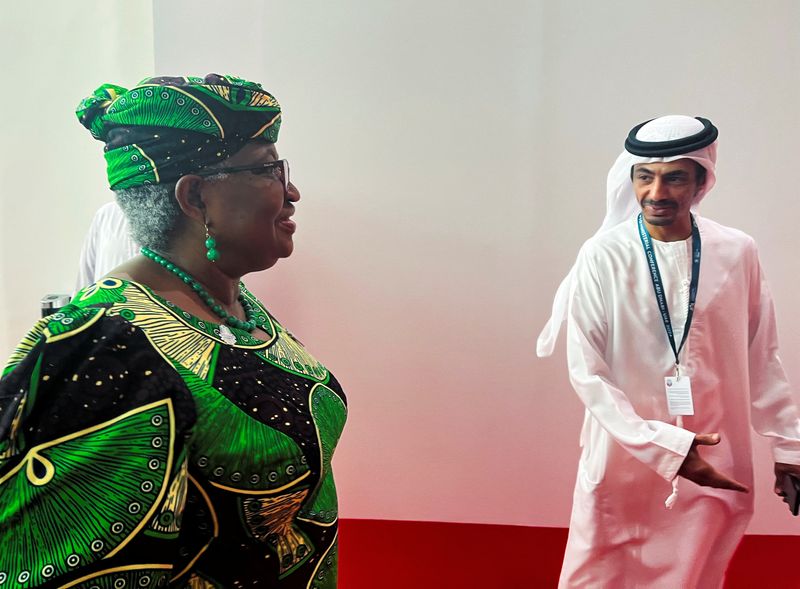 © Reuters. Director-General of the World Trade Organization Ngozi Okonjo-Iweala arrives to attend the opening of the WTO ministerial meeting in Abu Dhabi, United Arab Emirates, February  26, 2024. REUTERS/Emma Farge