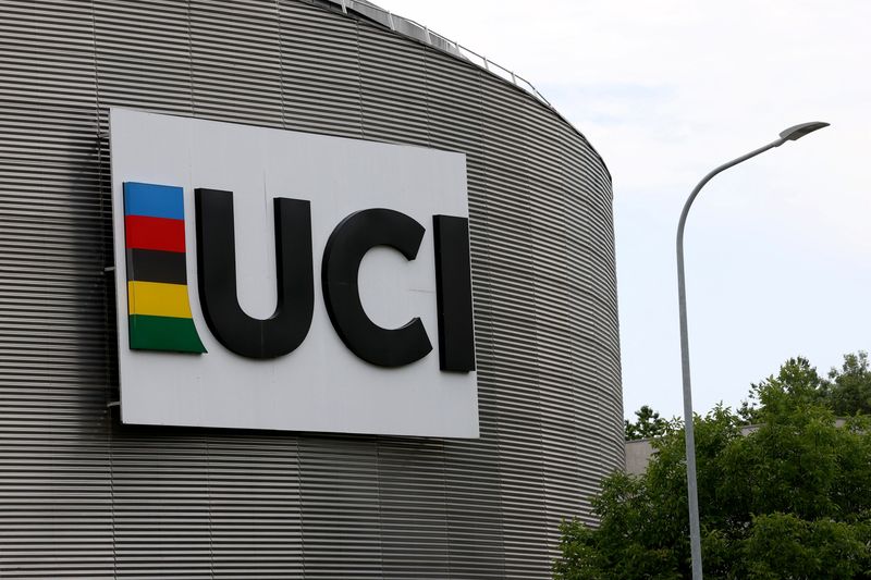 &copy; Reuters. The logo of the Union Cycliste Internationale (UCI) is seen in Aigle, Switzerland, June 3, 2022.  REUTERS/Denis Balibouse/ File photo