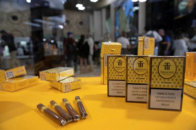 &copy; Reuters. FILE PHOTO: Trinidad cigars are seen on display during the opening of the XXIII Habanos Festival in Havana, Cuba, February 27, 2023. REUTERS/Yander Zamora/File Photo