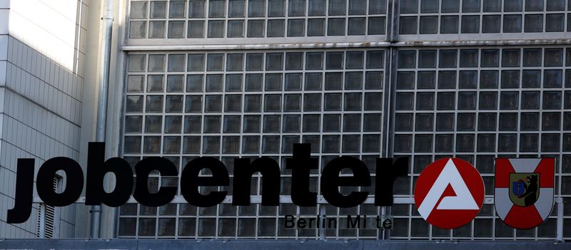 &copy; Reuters. The sign of an employment office is pictured, following the coronavirus disease (COVID-19) outbreak in Berlin, Germany, July 30, 2020. REUTERS/Fabrizio Bensch/file photo