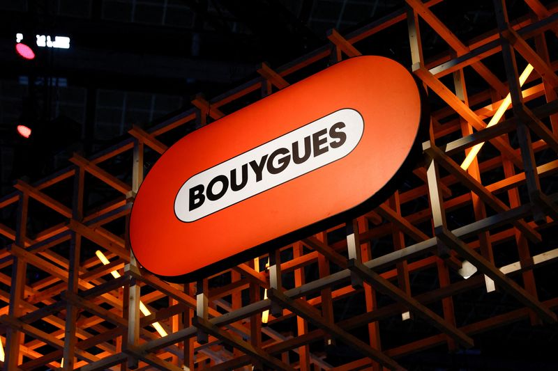 &copy; Reuters. FILE PHOTO: A logo of Bouygues is seen at the Viva Technology conference dedicated to innovation and startups at Porte de Versailles exhibition center in Paris, France, June 14, 2023. REUTERS/Gonzalo Fuentes/File Photo