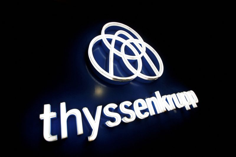 &copy; Reuters. FILE PHOTO: Thyssenkrupp's logo is seen outside the elevator test tower in Rottweil, Germany, January 21, 2020.  REUTERS/Michaela Rehle/File Photo