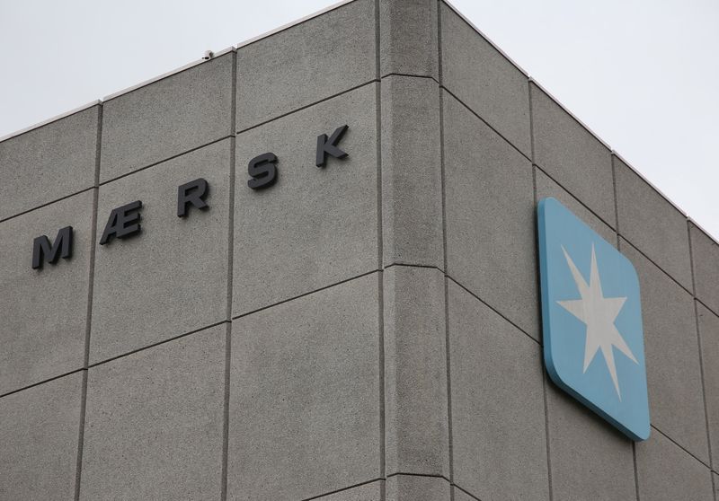 &copy; Reuters. FILE PHOTO: A view of the sign for A.P. Moller-Maersk outside their offices in Copenhagen, Denmark, February 6, 2024. REUTERS/Tom Little/File Photo