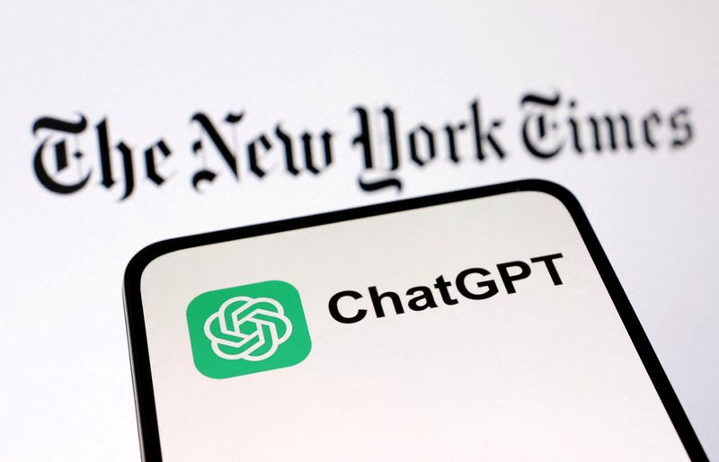 &copy; Reuters. Logotipos do ChatGPT e do jornal The New York Times
27/12/2023 REUTERS/Dado Ruvic/Ilustração/Arquivo