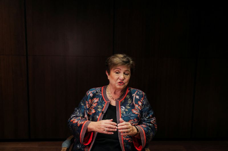 &copy; Reuters. IMF Managing Director Kristalina Georgieva speaks during an interview on the day she attends G20 Financial Summit, in Sao Paulo, Brazil, February 27, 2024. REUTERS/Carla Carniel 