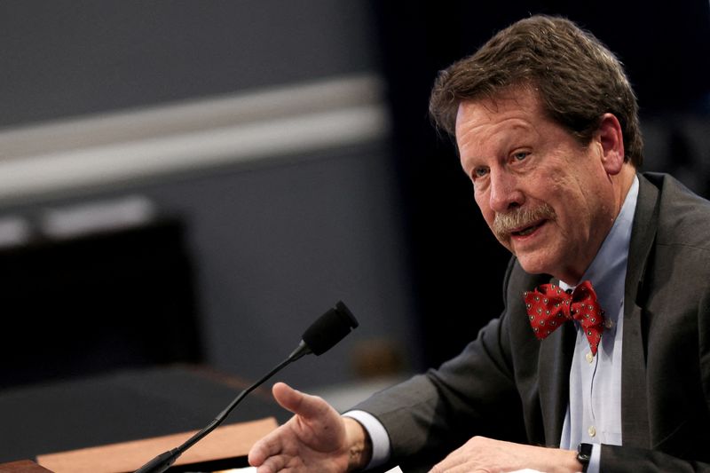 &copy; Reuters. FILE PHOTO: U.S. Food and Drug Administration (FDA) Commissioner Robert Califf testifies before a House Appropriations Subcommittee hearing on President Biden's proposed budget request for the FDA for fiscal year 2024, on Capitol Hill in Washington, U.S.,