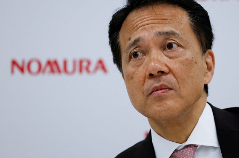&copy; Reuters. FILE PHOTO: Nomura Holdings Inc. Chief Executive Kentaro Okuda attends a news conference in Tokyo, Japan May 17, 2022.  REUTERS/Issei Kato/File Photo
