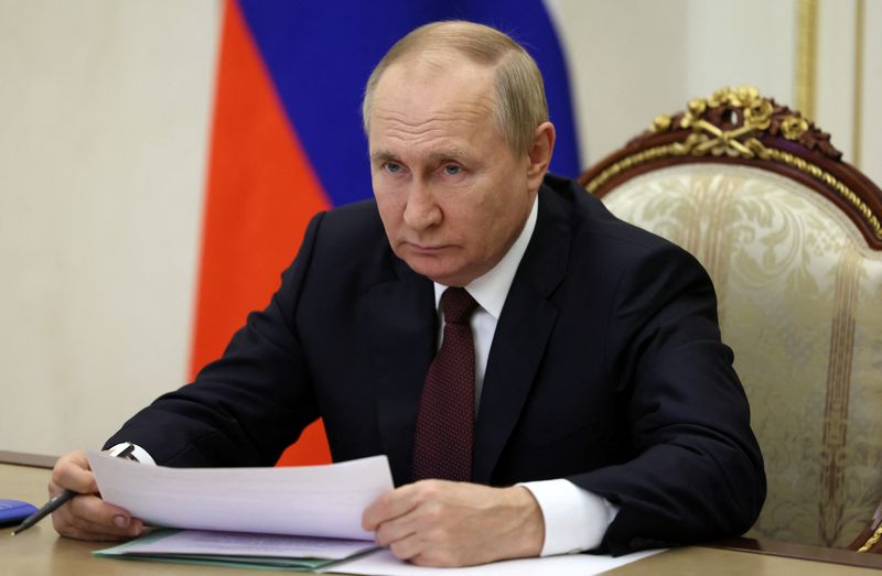 &copy; Reuters. FILE PHOTO: Russian President Vladimir Putin chairs a meeting with government members via a video link in Moscow, Russia November 3, 2022. Sputnik/Mikhail Metzel/Pool via REUTERS/File Photo