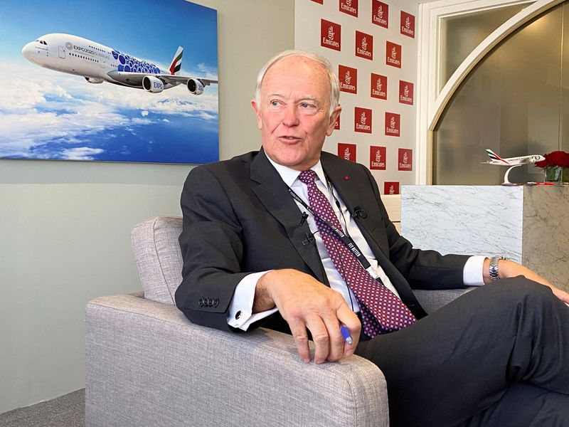 &copy; Reuters. FILE PHOTO: Emirates airline President Tim Clark talks to reporters at the Dubai Airshow, in Dubai, United Arab Emirates, November 16, 2021. REUTERS/Abdel Hadi Ramahi/File Photo