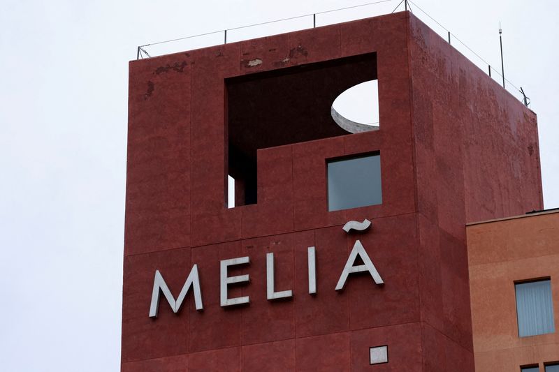 &copy; Reuters. FILE PHOTO: The logo of Spanish hotel chain Melia is displayed at Hotel Melia in Bilbao, Spain, February 23, 2023. REUTERS/Vincent West/File Photo