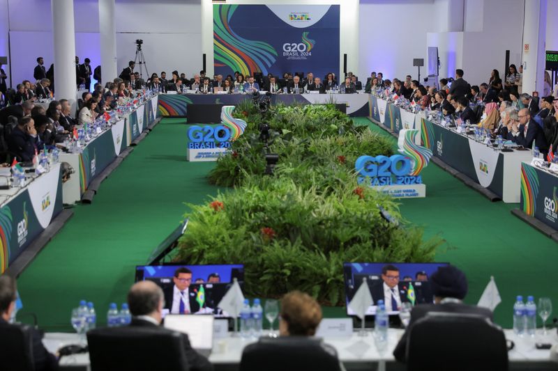 © Reuters. Abertura da reunião de ministros de Finanças e presidentes de bancos centrais do G20, em São Paulo
28/02/2024. REUTERS/Carla Carniel