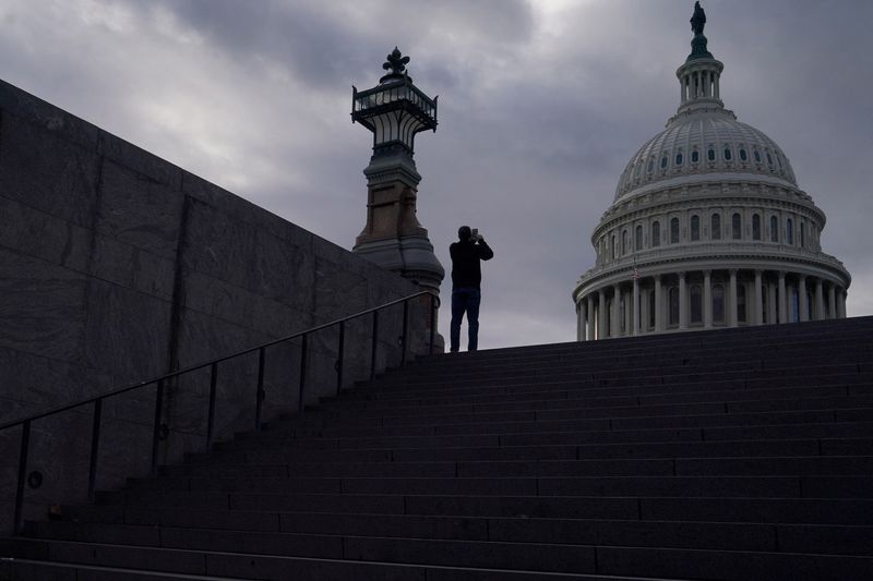 © Reuters. FILE PHOTO: A man uses his mobile phone near the U.S. Capitol in Washington, U.S., January 10, 2024. REUTERS/Nathan Howard/File Photo