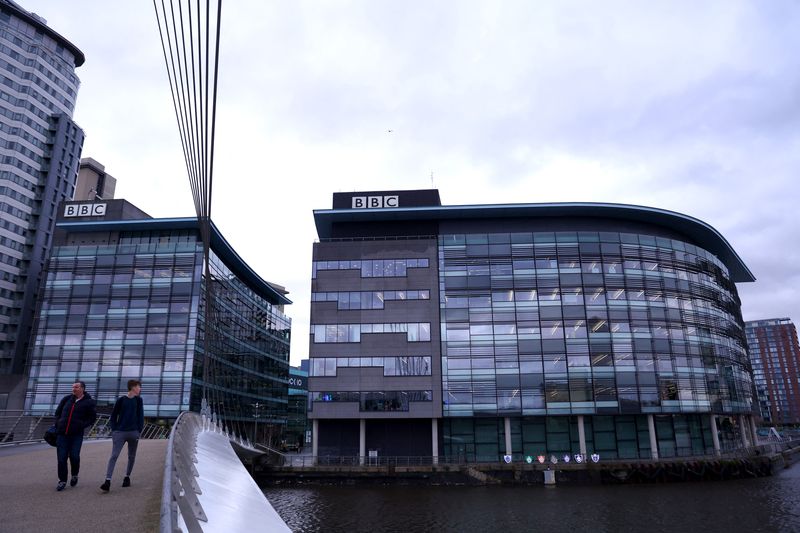 &copy; Reuters. FILE PHOTO: General view of the BBC Television studios at Media City in Salford, Britain, March 13, 2023 REUTERS/Carl Recine/File Photo