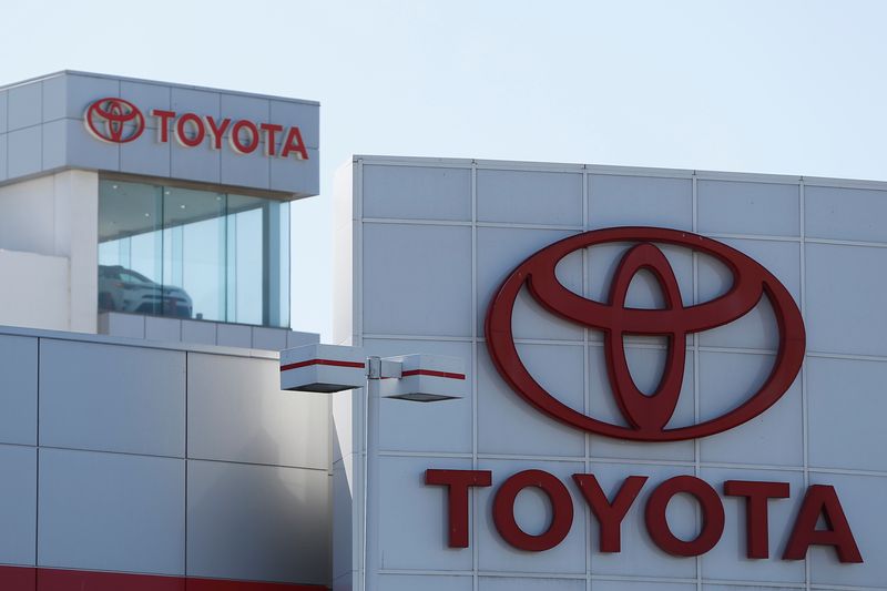 &copy; Reuters. FILE PHOTO: Toyota logos are seen at City Toyota in Daly City, California, U.S., October 3, 2017. REUTERS/Stephen Lam/File Photo